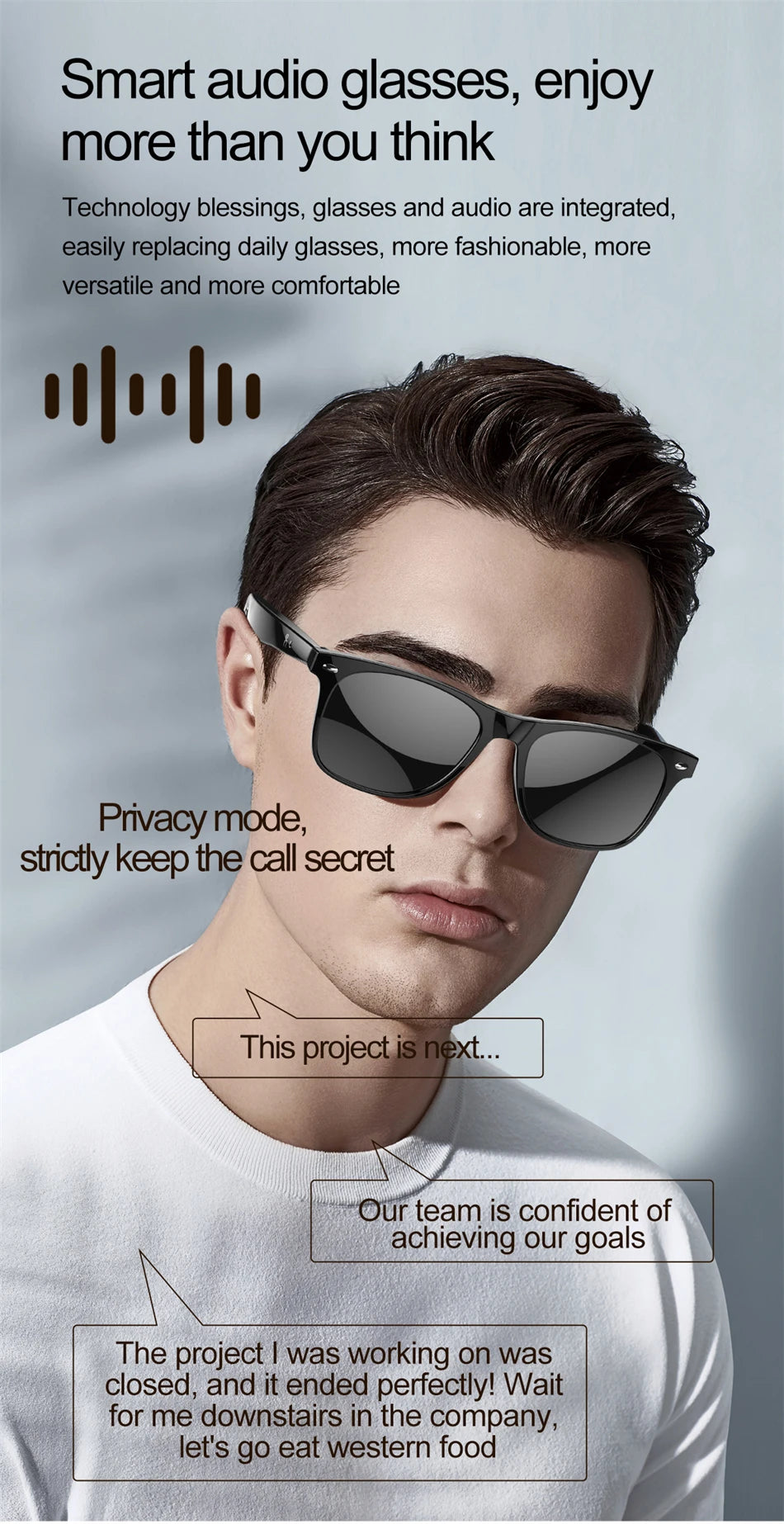 LIGE Smart Glasses – AI Real-Time Translator with Bluetooth Calling, Music & Sport Fitness Features