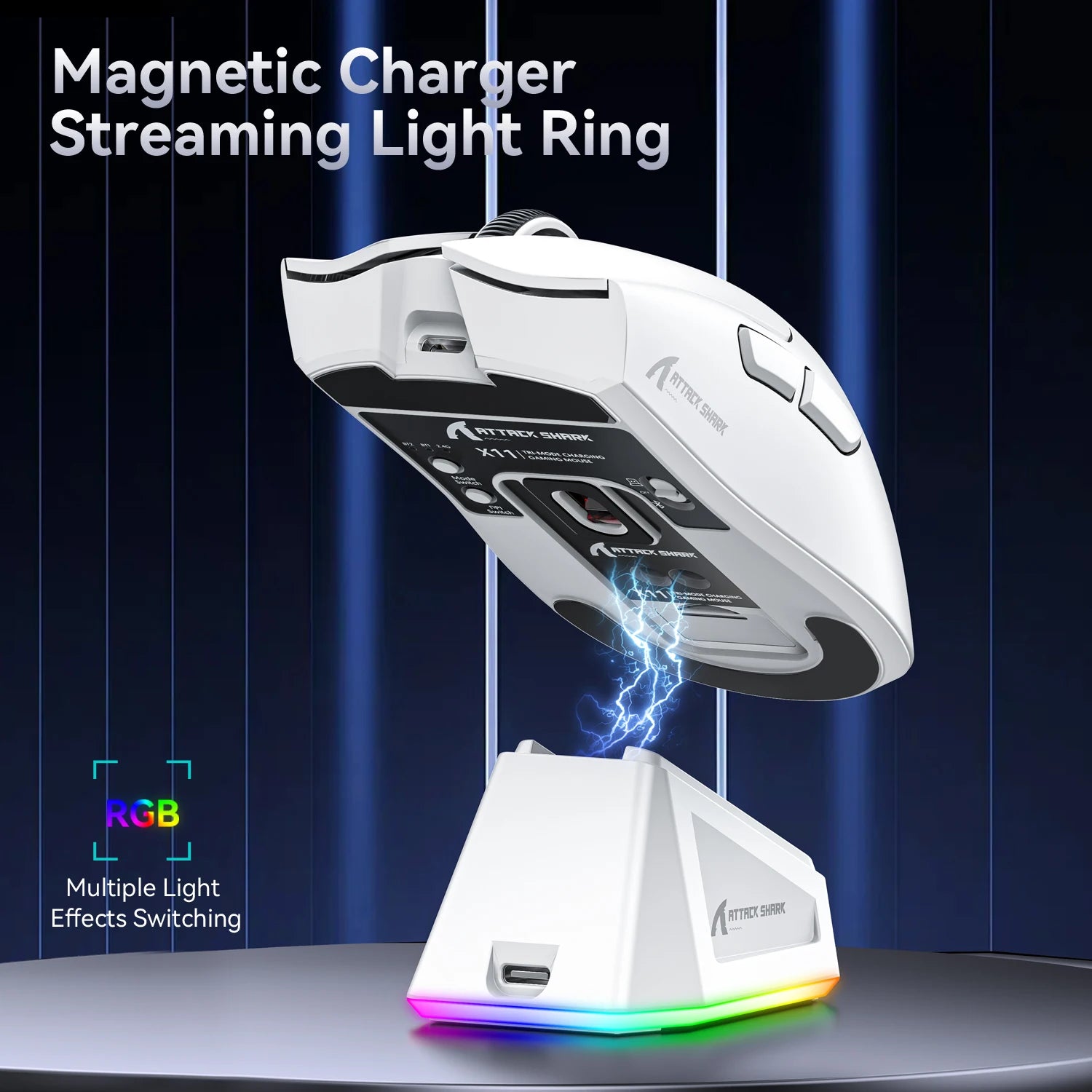 Attack Shark X11 PAW3311 Wireless Gaming Mouse – Tri-Mode (2.4GHz, Wired, Bluetooth), 22K DPI, RGB