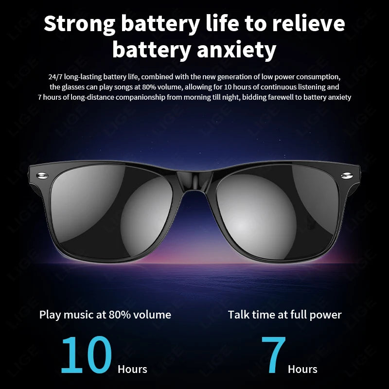 LIGE Smart Glasses – AI Real-Time Translator with Bluetooth Calling, Music & Sport Fitness Features